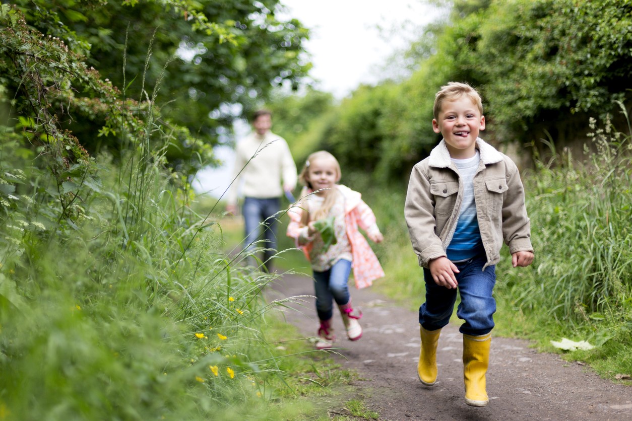 Children walking in country side